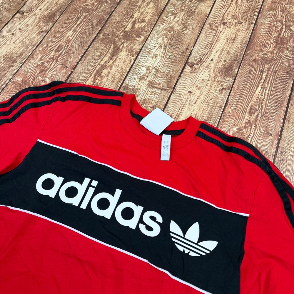Adidas Originals Trefoil T Shirt Mens Small Red Black Three Stripes Graphic